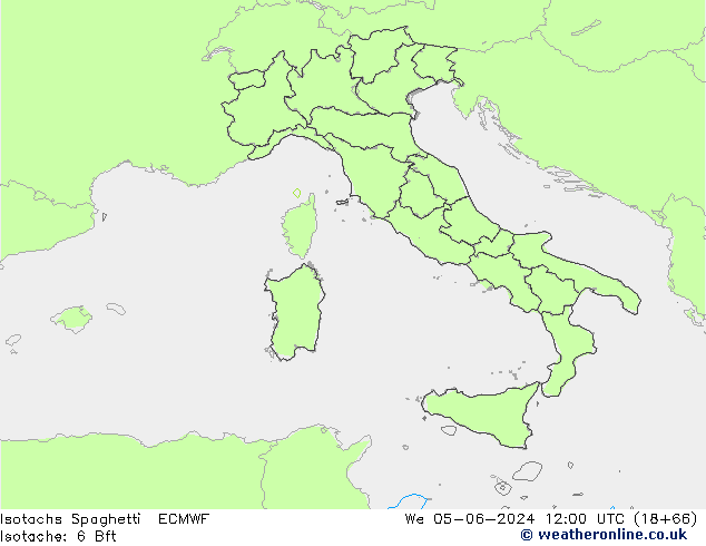 Eşrüzgar Hızları Spaghetti ECMWF Çar 05.06.2024 12 UTC