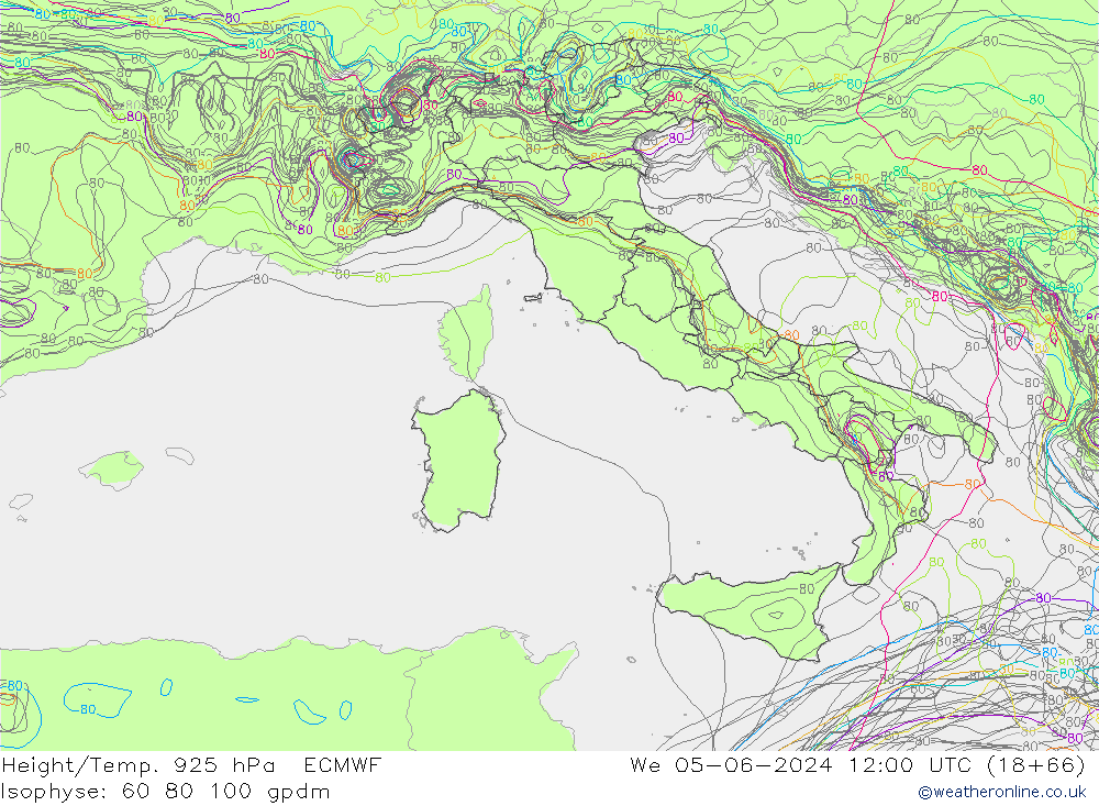 Yükseklik/Sıc. 925 hPa ECMWF Çar 05.06.2024 12 UTC