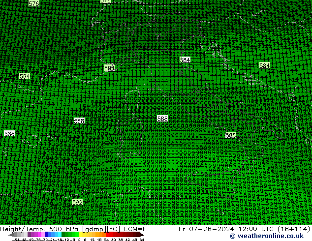 Height/Temp. 500 hPa ECMWF Fr 07.06.2024 12 UTC