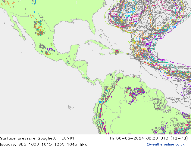 приземное давление Spaghetti ECMWF чт 06.06.2024 00 UTC