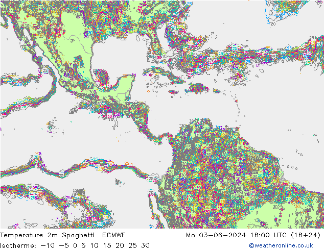 Temperatura 2m Spaghetti ECMWF Seg 03.06.2024 18 UTC