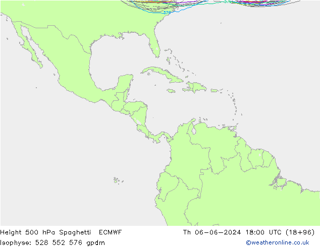 Height 500 hPa Spaghetti ECMWF Th 06.06.2024 18 UTC