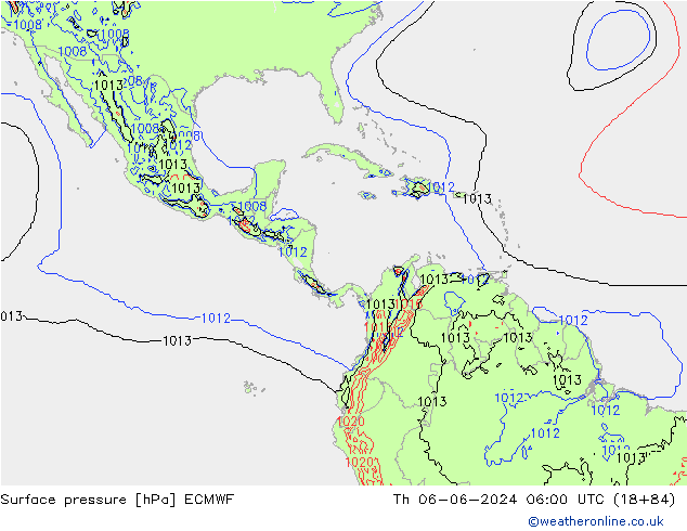 Surface pressure ECMWF Th 06.06.2024 06 UTC