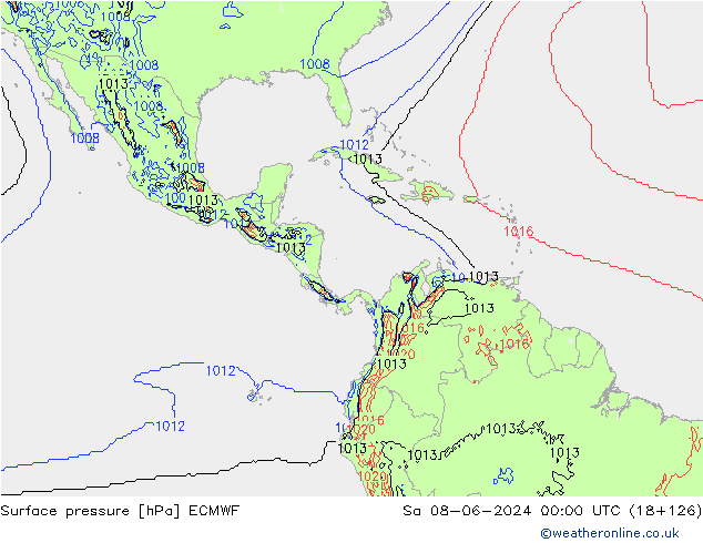 приземное давление ECMWF сб 08.06.2024 00 UTC