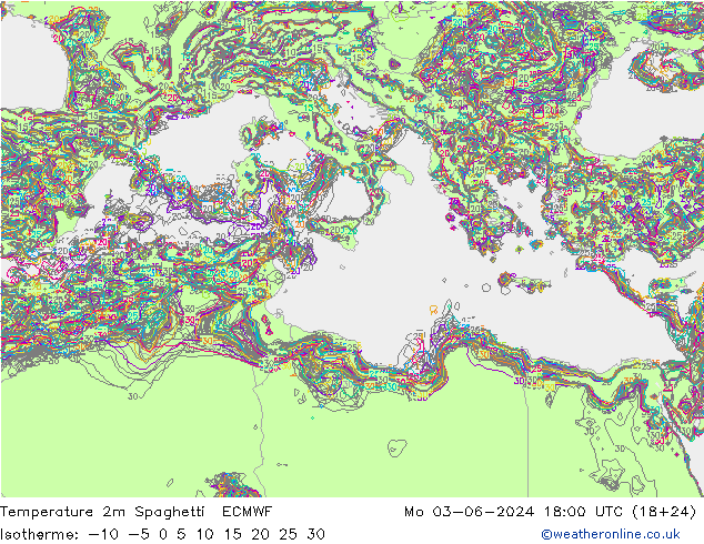 mapa temperatury 2m Spaghetti ECMWF pon. 03.06.2024 18 UTC