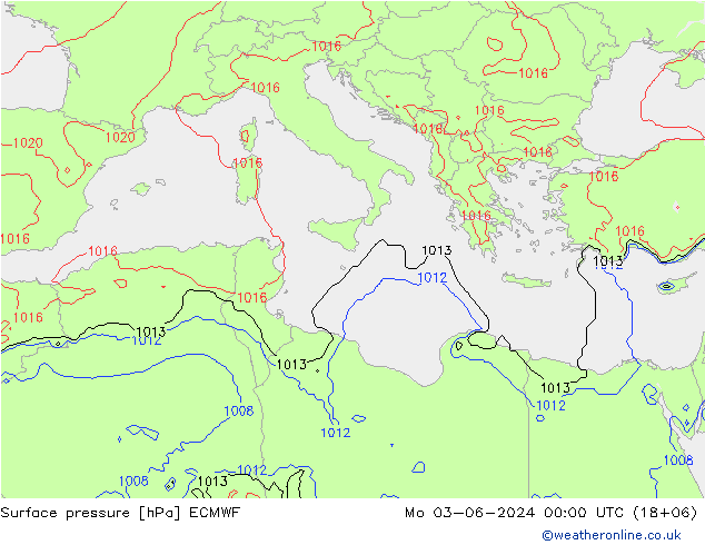 Yer basıncı ECMWF Pzt 03.06.2024 00 UTC