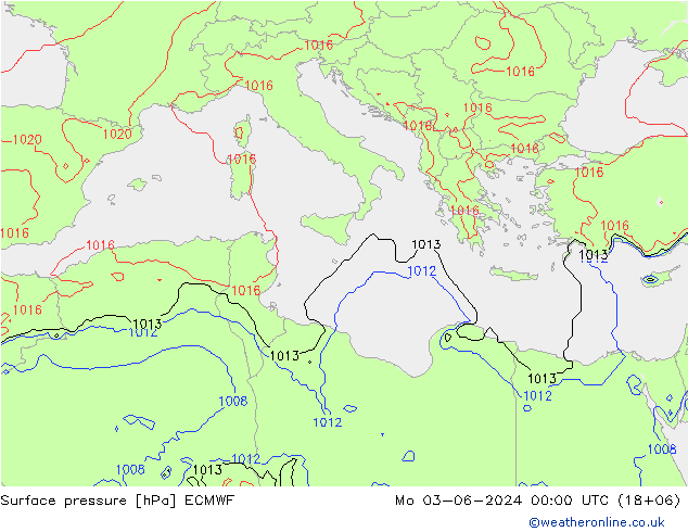 Surface pressure ECMWF Mo 03.06.2024 00 UTC