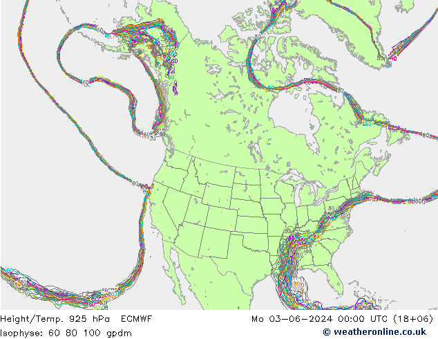 Height/Temp. 925 hPa ECMWF Mo 03.06.2024 00 UTC