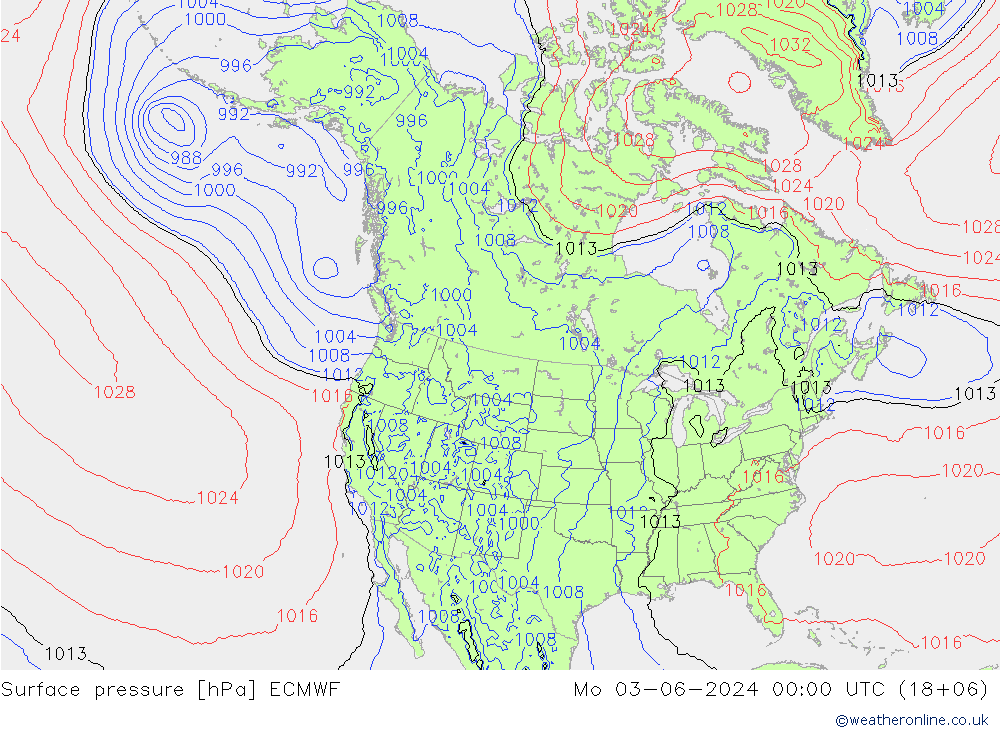 Presión superficial ECMWF lun 03.06.2024 00 UTC