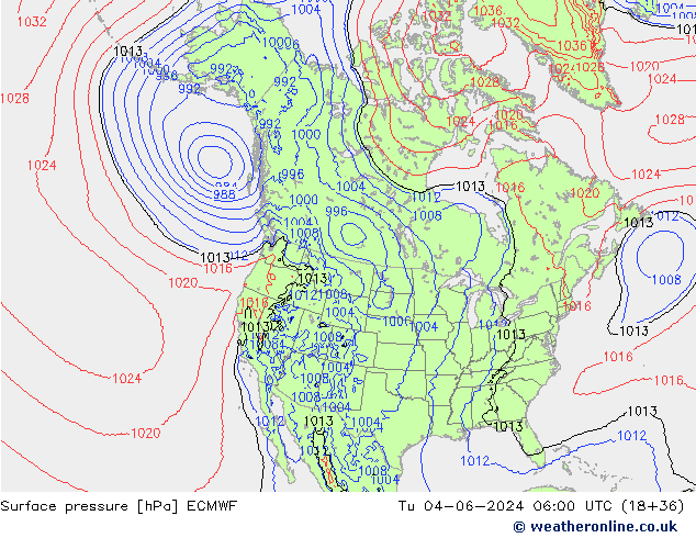 pressão do solo ECMWF Ter 04.06.2024 06 UTC