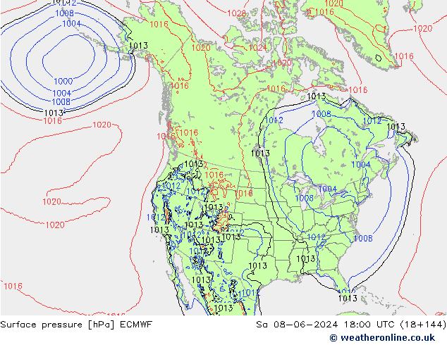 Pressione al suolo ECMWF sab 08.06.2024 18 UTC