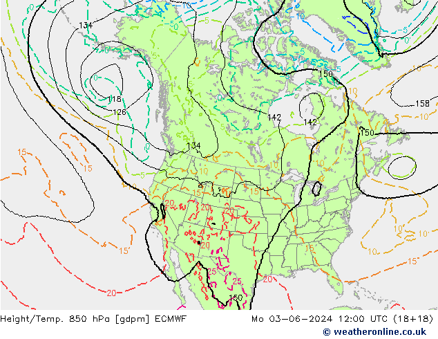 Height/Temp. 850 hPa ECMWF Mo 03.06.2024 12 UTC