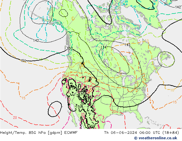 Height/Temp. 850 hPa ECMWF czw. 06.06.2024 06 UTC