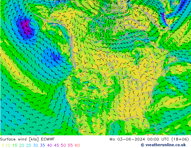 Surface wind ECMWF Mo 03.06.2024 00 UTC