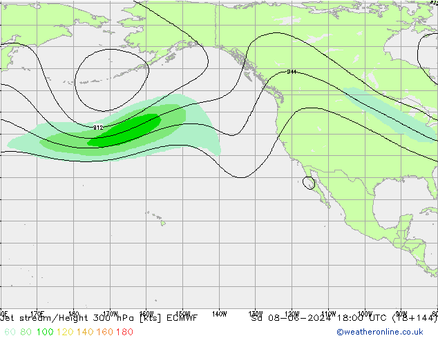 Prąd strumieniowy ECMWF so. 08.06.2024 18 UTC