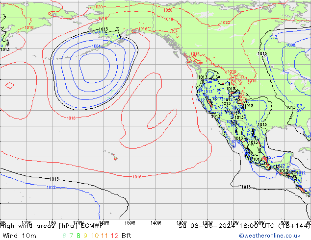 High wind areas ECMWF Sa 08.06.2024 18 UTC