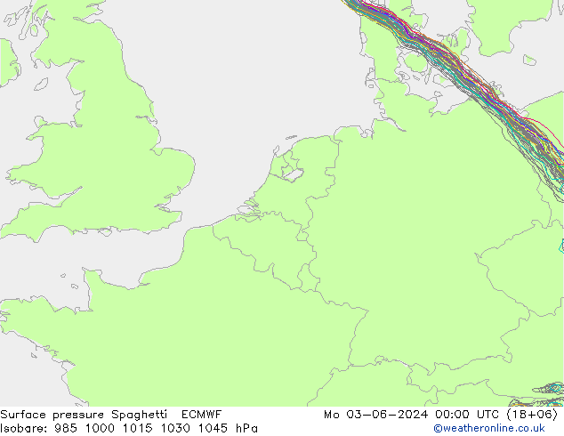 Atmosférický tlak Spaghetti ECMWF Po 03.06.2024 00 UTC