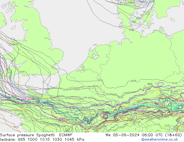 Surface pressure Spaghetti ECMWF We 05.06.2024 06 UTC