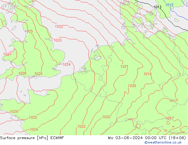 地面气压 ECMWF 星期一 03.06.2024 00 UTC