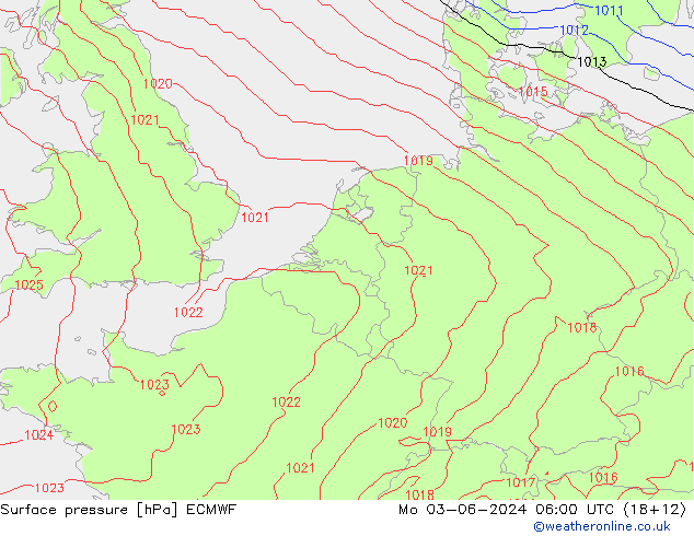 Bodendruck ECMWF Mo 03.06.2024 06 UTC