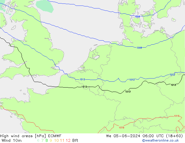 High wind areas ECMWF mer 05.06.2024 06 UTC