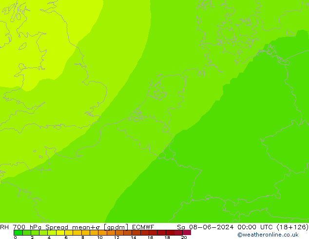 RH 700 hPa Spread ECMWF Sáb 08.06.2024 00 UTC