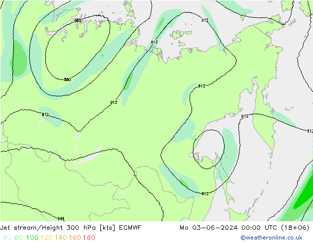 Straalstroom ECMWF ma 03.06.2024 00 UTC