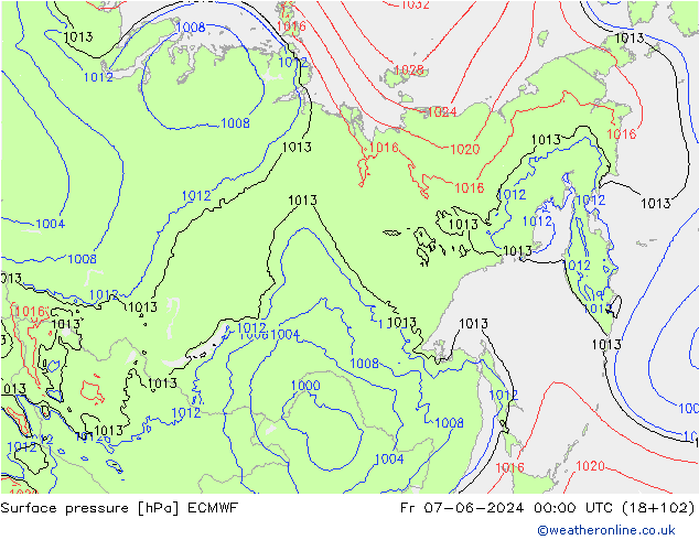 Atmosférický tlak ECMWF Pá 07.06.2024 00 UTC