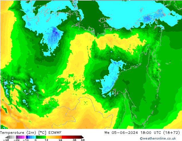 Temperature (2m) ECMWF St 05.06.2024 18 UTC