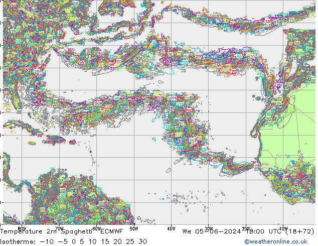 Temperature 2m Spaghetti ECMWF St 05.06.2024 18 UTC