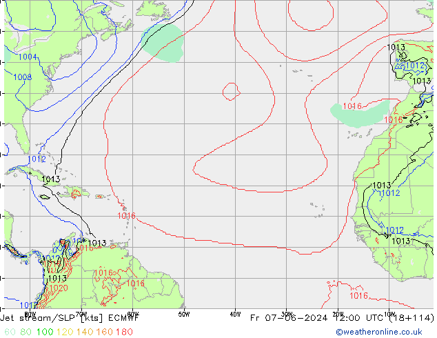 Prąd strumieniowy ECMWF pt. 07.06.2024 12 UTC