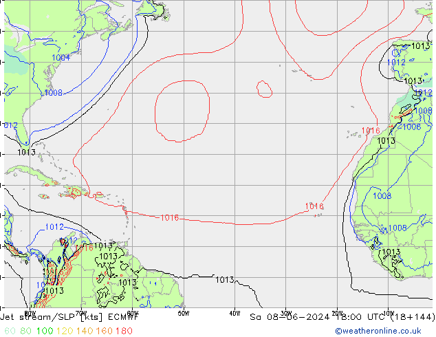 Jet stream ECMWF Sáb 08.06.2024 18 UTC