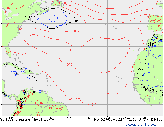 Luchtdruk (Grond) ECMWF ma 03.06.2024 12 UTC