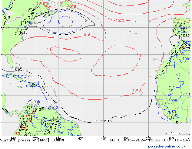 Surface pressure ECMWF Mo 03.06.2024 18 UTC