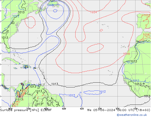 Surface pressure ECMWF We 05.06.2024 06 UTC