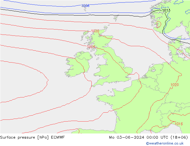 Presión superficial ECMWF lun 03.06.2024 00 UTC