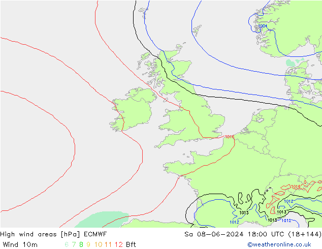 Windvelden ECMWF za 08.06.2024 18 UTC