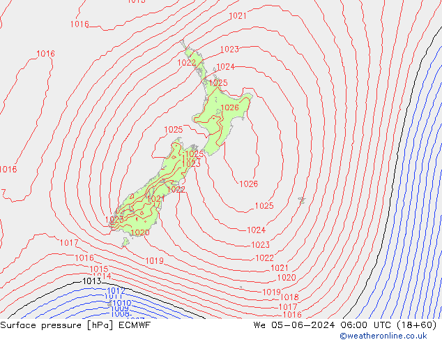 Surface pressure ECMWF We 05.06.2024 06 UTC