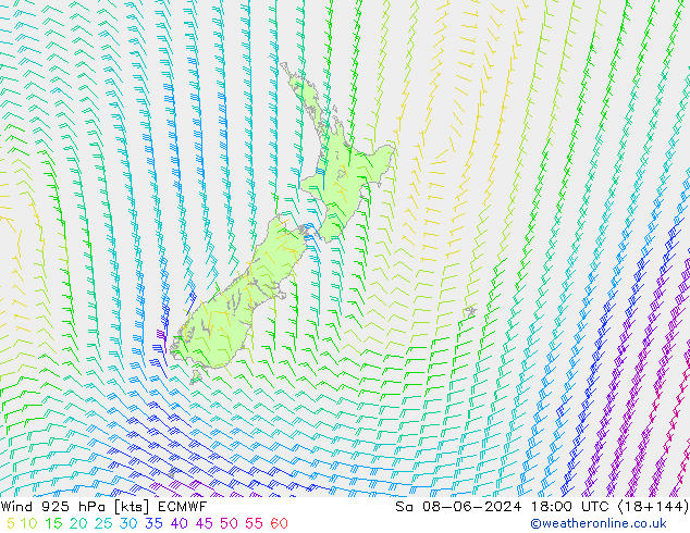 ветер 925 гПа ECMWF сб 08.06.2024 18 UTC