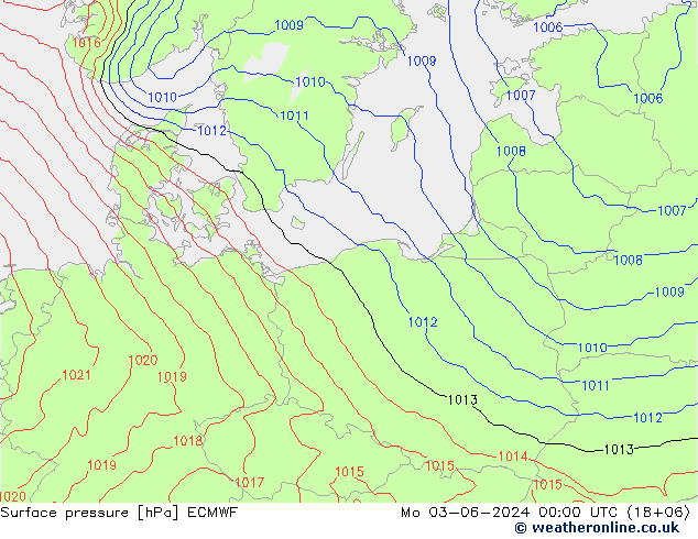 приземное давление ECMWF пн 03.06.2024 00 UTC