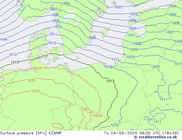 Presión superficial ECMWF mar 04.06.2024 06 UTC