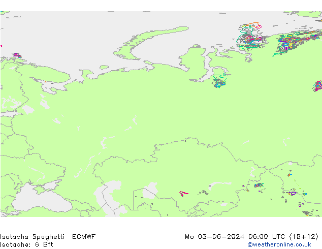 Isotachs Spaghetti ECMWF пн 03.06.2024 06 UTC