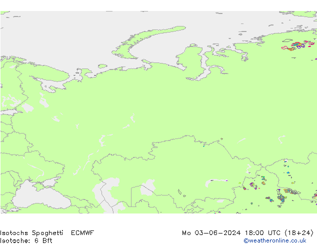 Isotachs Spaghetti ECMWF Mo 03.06.2024 18 UTC