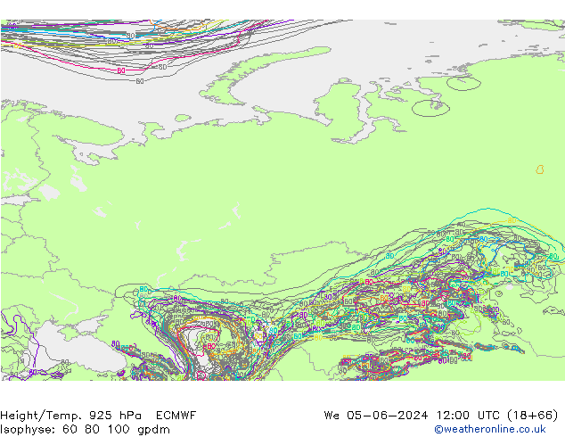 Height/Temp. 925 гПа ECMWF ср 05.06.2024 12 UTC