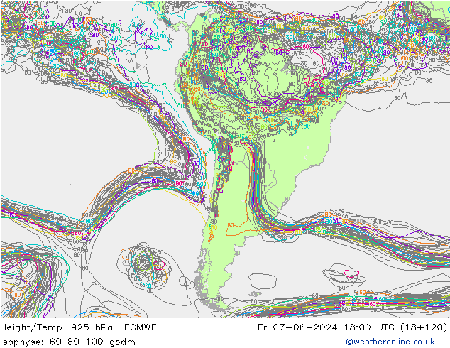 Geop./Temp. 925 hPa ECMWF vie 07.06.2024 18 UTC