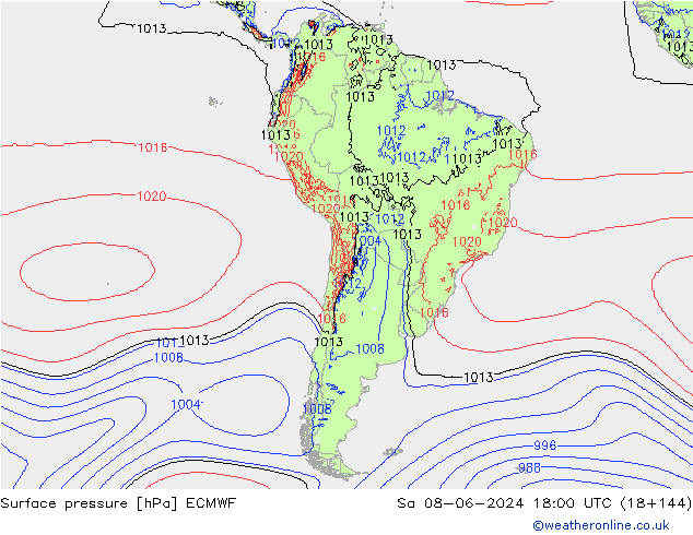 Atmosférický tlak ECMWF So 08.06.2024 18 UTC