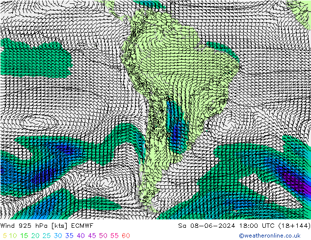 Wind 925 hPa ECMWF za 08.06.2024 18 UTC