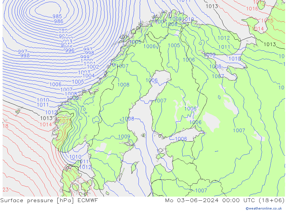 Bodendruck ECMWF Mo 03.06.2024 00 UTC