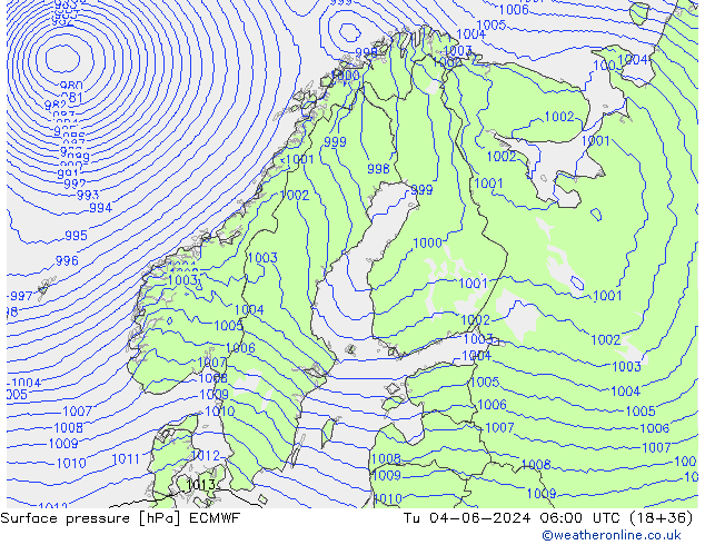 приземное давление ECMWF вт 04.06.2024 06 UTC