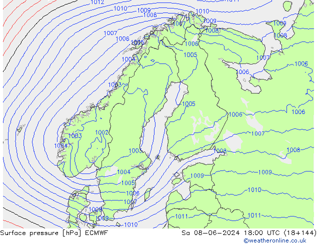 Luchtdruk (Grond) ECMWF za 08.06.2024 18 UTC